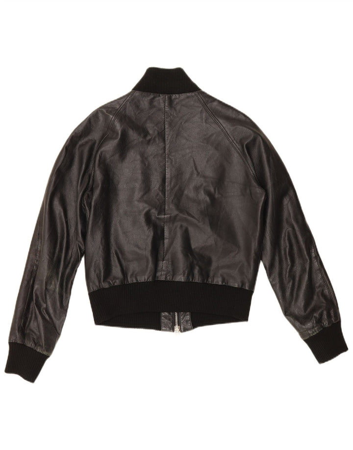 Sasch Chaqueta de cuero corta para mujer UK 44 Mediana Negro