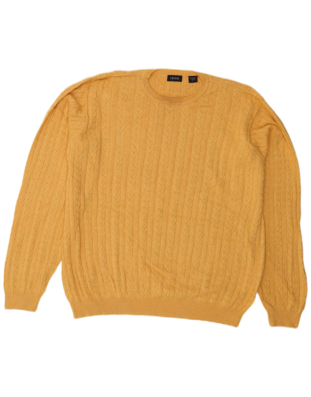 IZOD Jersey de cuello redondo para hombre, talla grande, algodón amarillo