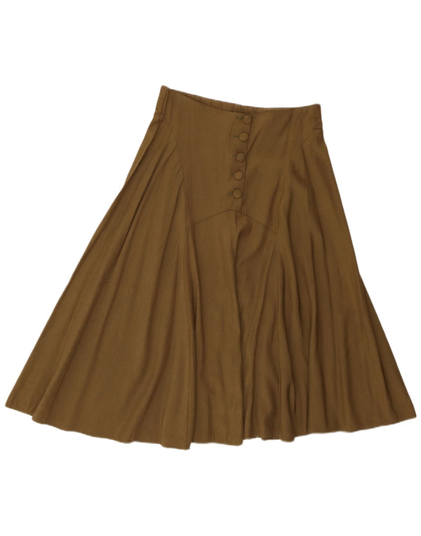 Falda acampanada vintage para mujer mediana W30 poliéster caqui