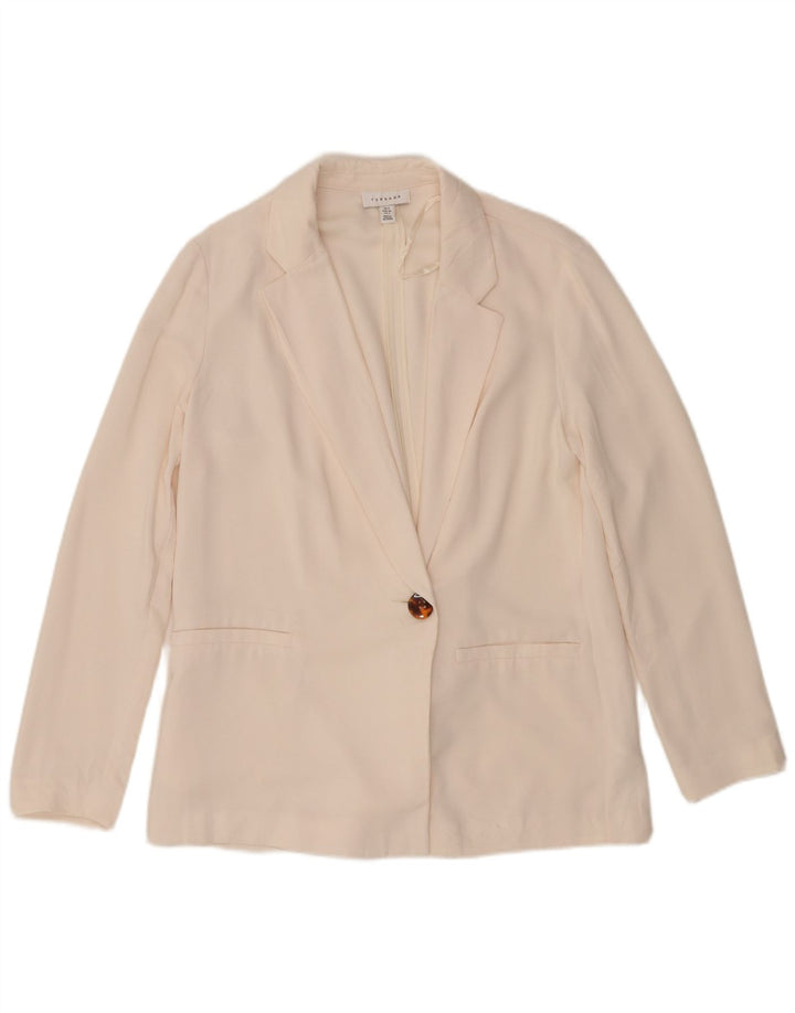 Topshop Chaqueta tipo blazer extragrande con 1 botón para mujer, talla S, color blanco roto