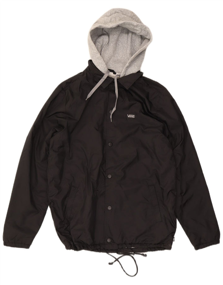 Vans Chaqueta cortavientos con capucha para hombre UK 38 Medium Black Nylon