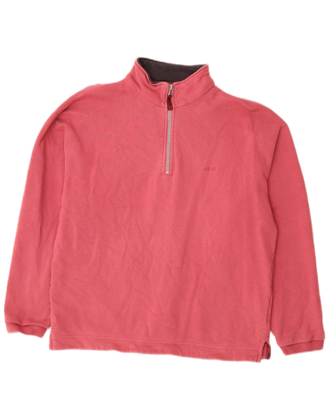 Musto Hombre Performance Zip Neck Sudadera Jumper Pequeño Algodón Rosa