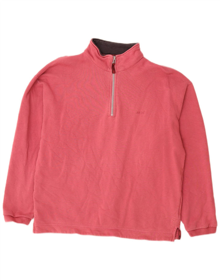 Musto Hombre Performance Zip Neck Sudadera Jumper Pequeño Algodón Rosa