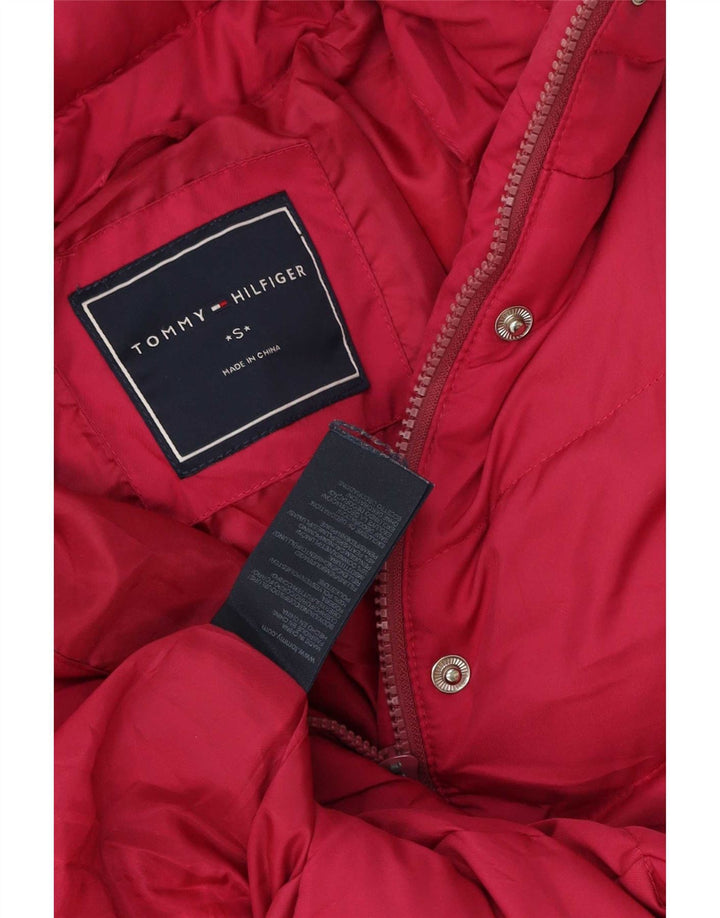 Tommy Hilfiger Chaqueta acolchada con capucha para mujer UK 10 Small Pink Poliéster