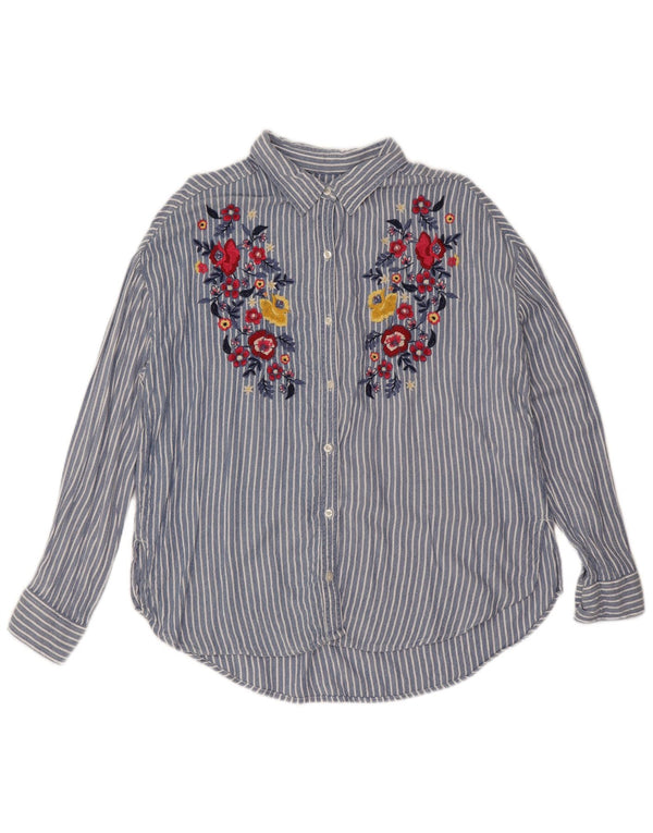 Blusa Hollister Mujer Oversize Shirt UK 10 Small Azul Floral Viscosa