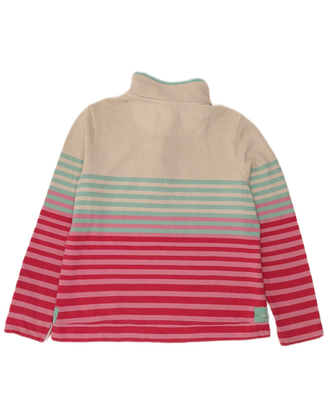 Joules - Sudadera con cuello y botones para mujer, talla 40, talla grande, color blanco a rayas