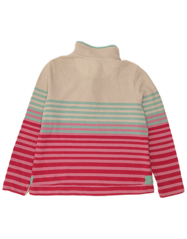 Joules - Sudadera con cuello y botones para mujer, talla 40, talla grande, color blanco a rayas
