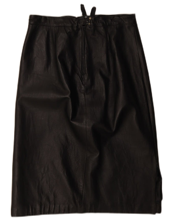 Falda de cuero vintage para mujer W28 Negro medio