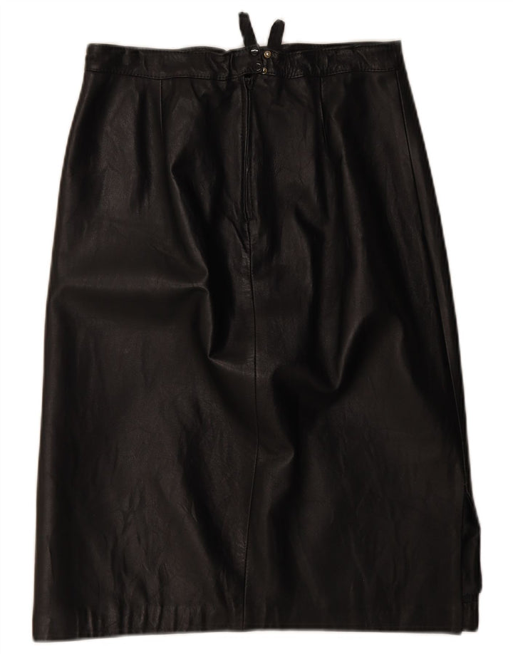 Falda de cuero vintage para mujer W28 Negro medio