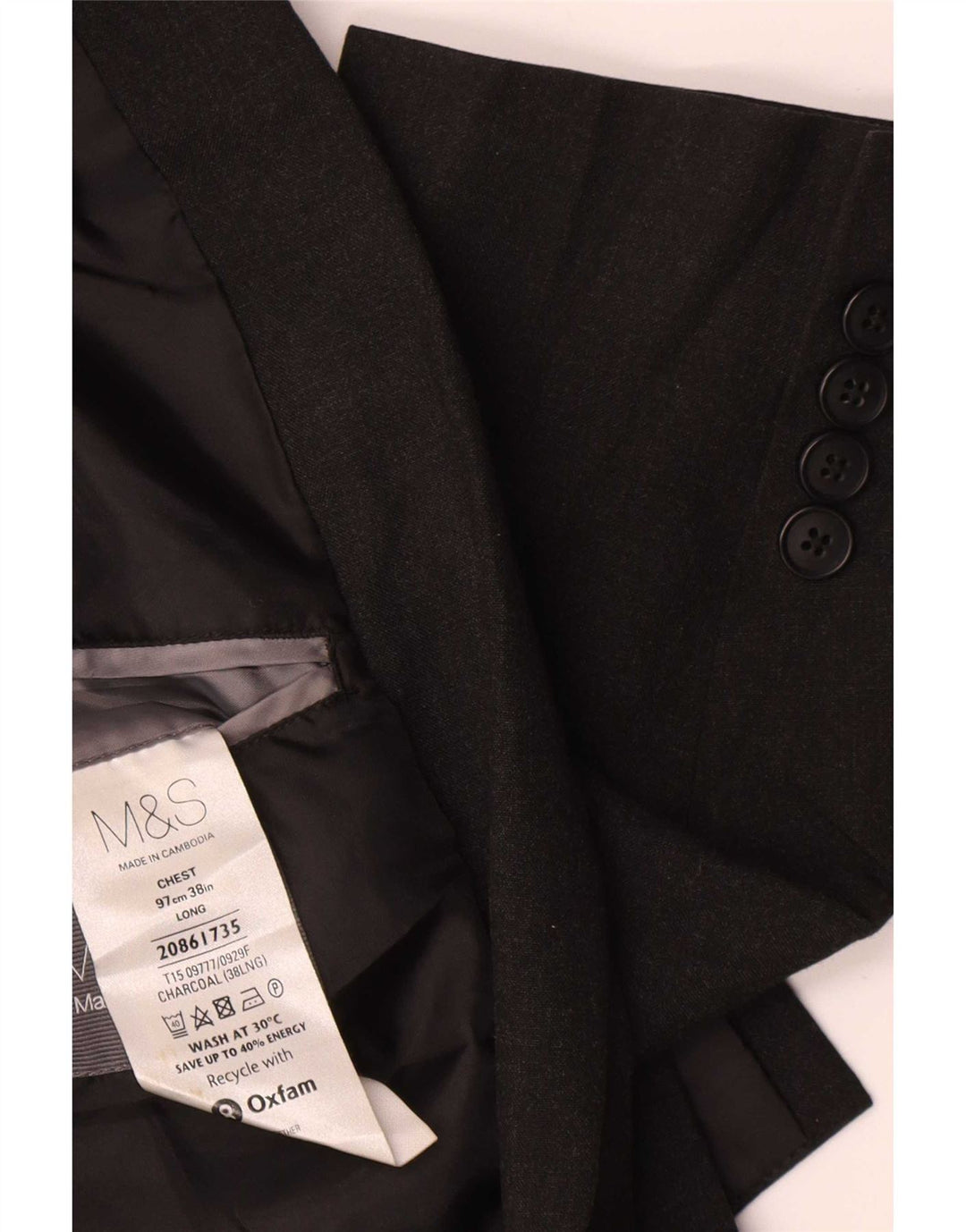 Marks & Spencer Chaqueta tipo blazer larga con 2 botones para hombre UK 38 Gris medio