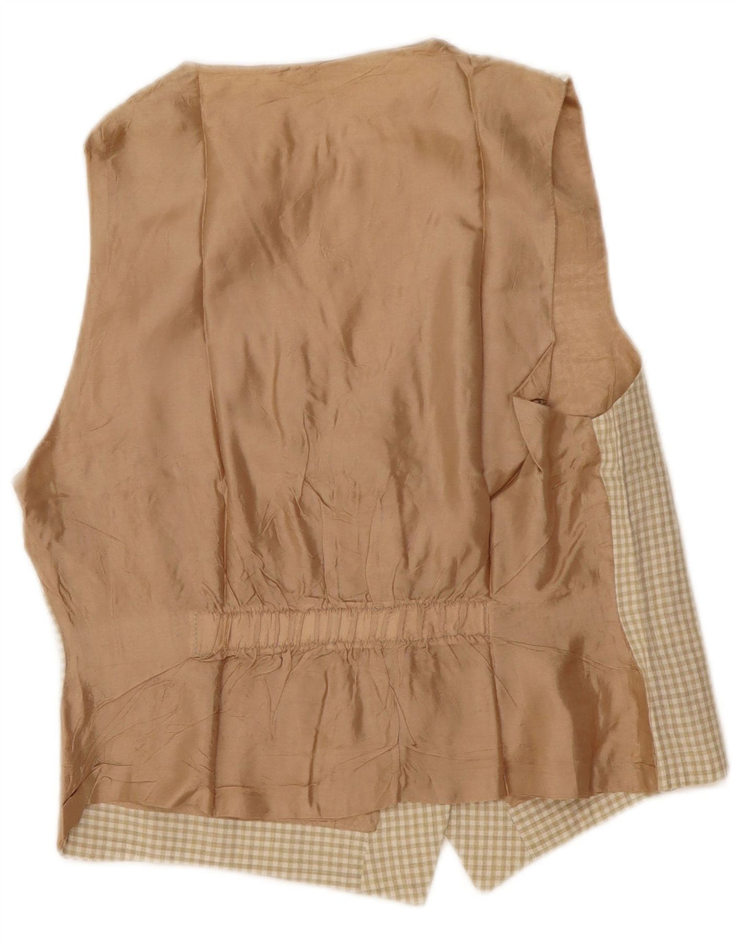 Vintage mujer chaleco Reino Unido 12 medio beige Gingham