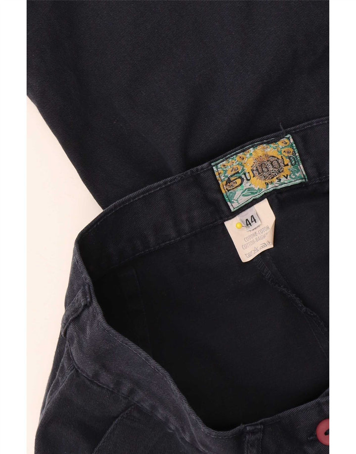 Vintage mujeres Bermudas Cargo Shorts IT 44 Medio W28 Algodón Azul Marino