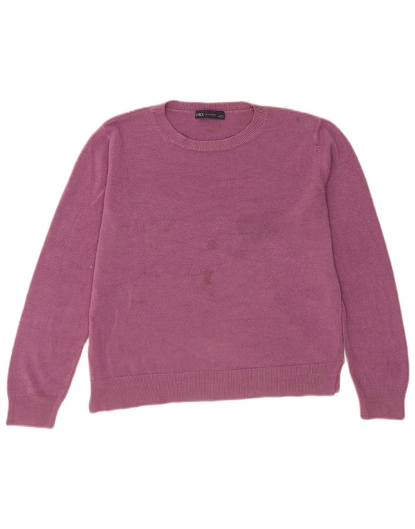 Marks & Spencer Jersey de Cuello Redondo para Mujer UK 44 Grande Acrílico Púrpura
