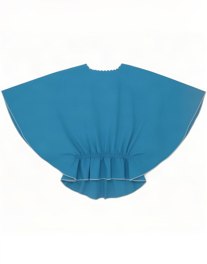 Vintage mujeres Batwing Top Reino Unido 12 Azul Medio Floral