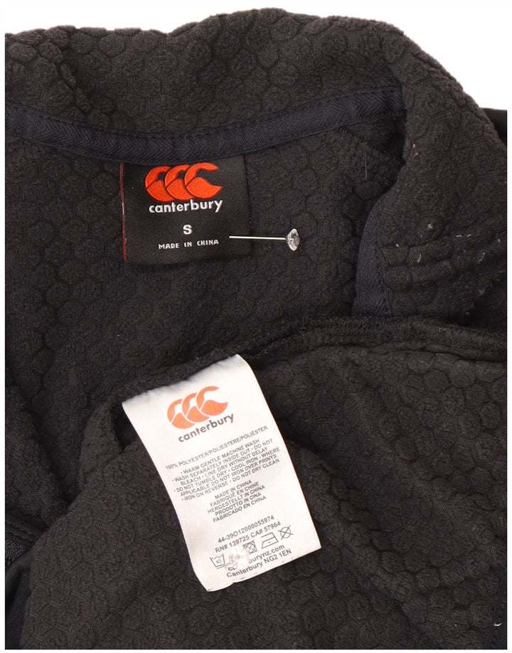 Canterbury Mens Zip Neck Sudadera Jumper Pequeño Poliéster Negro