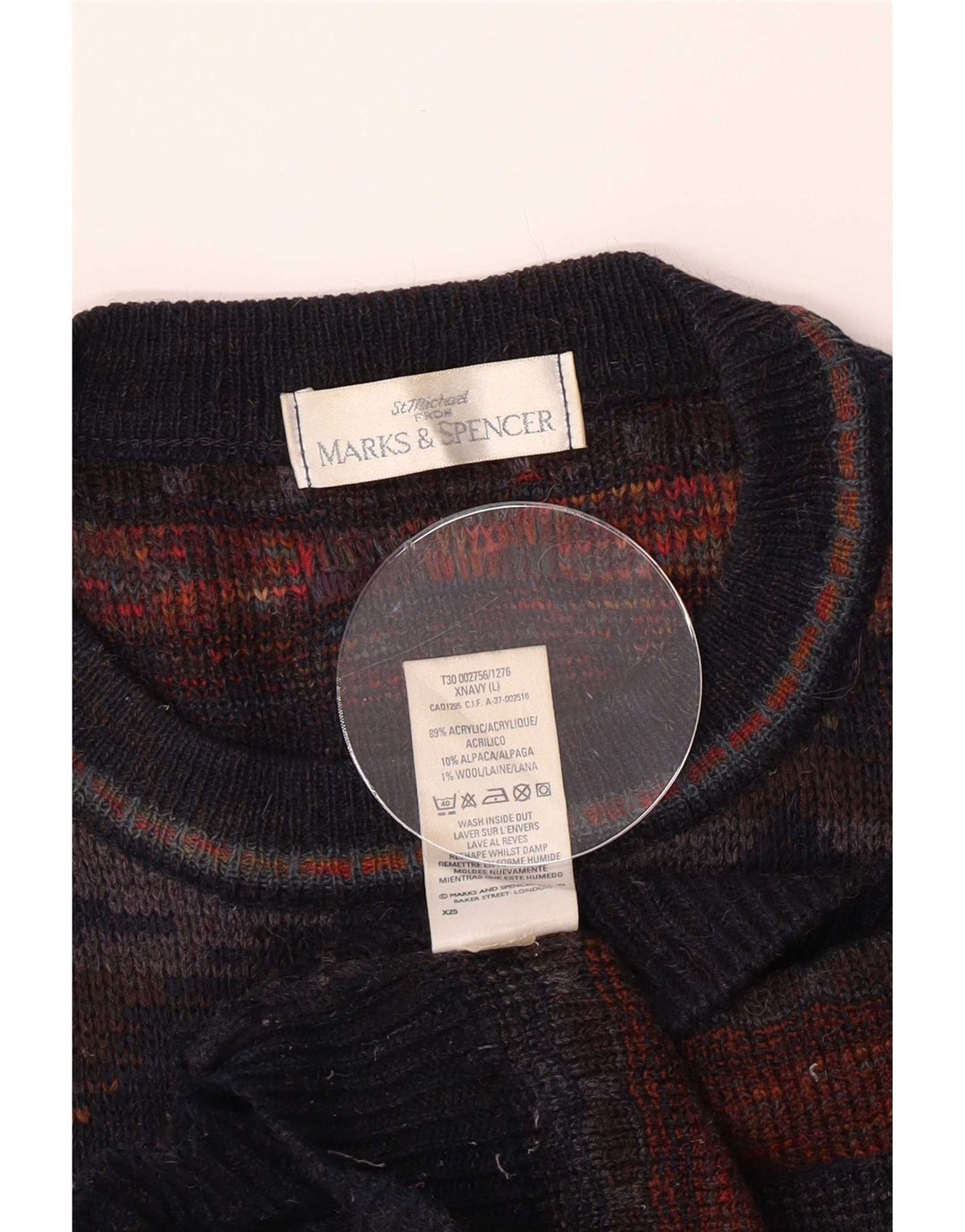 Marks & Spencer Jersey con cuello barco para hombre, talla grande, multicolor