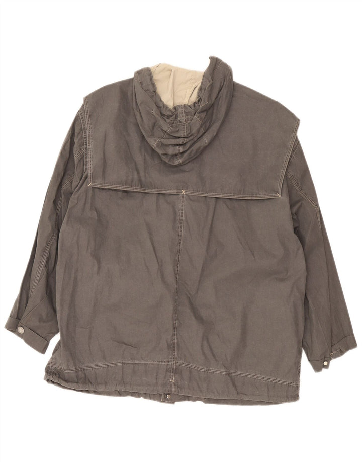 Vintage hombres con capucha chaqueta cortavientos Reino Unido 38 gris medio