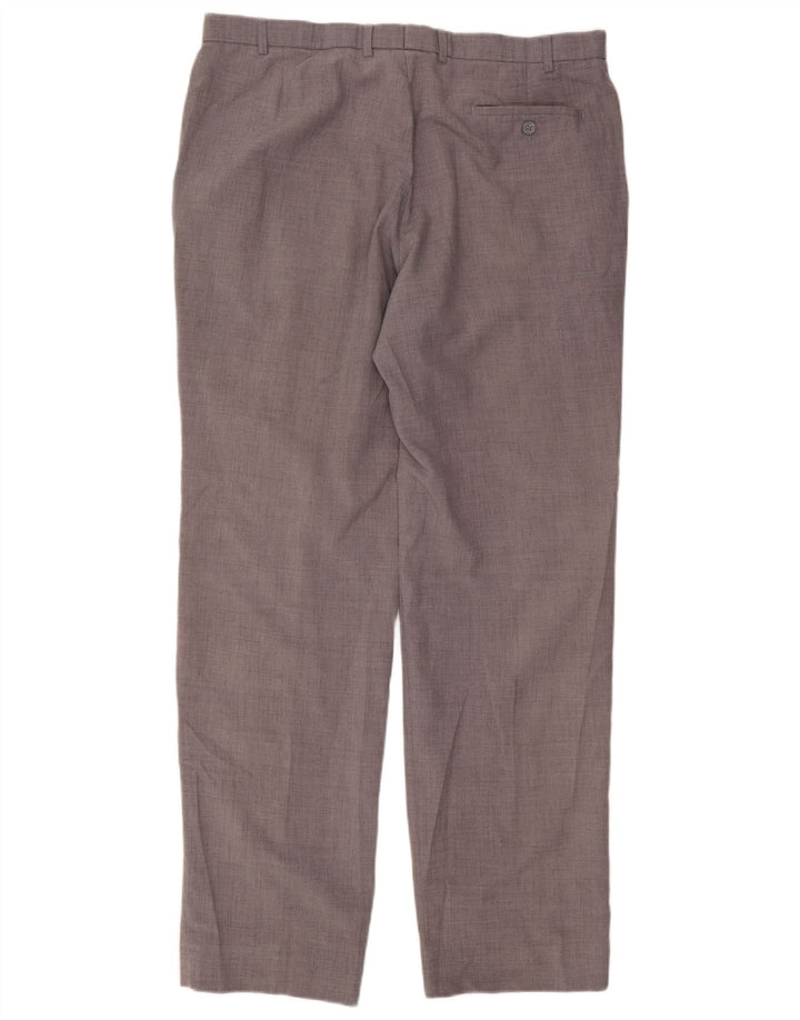 Marks & Spencer Pantalón de traje recto para hombre W40 L35 Poliéster gris