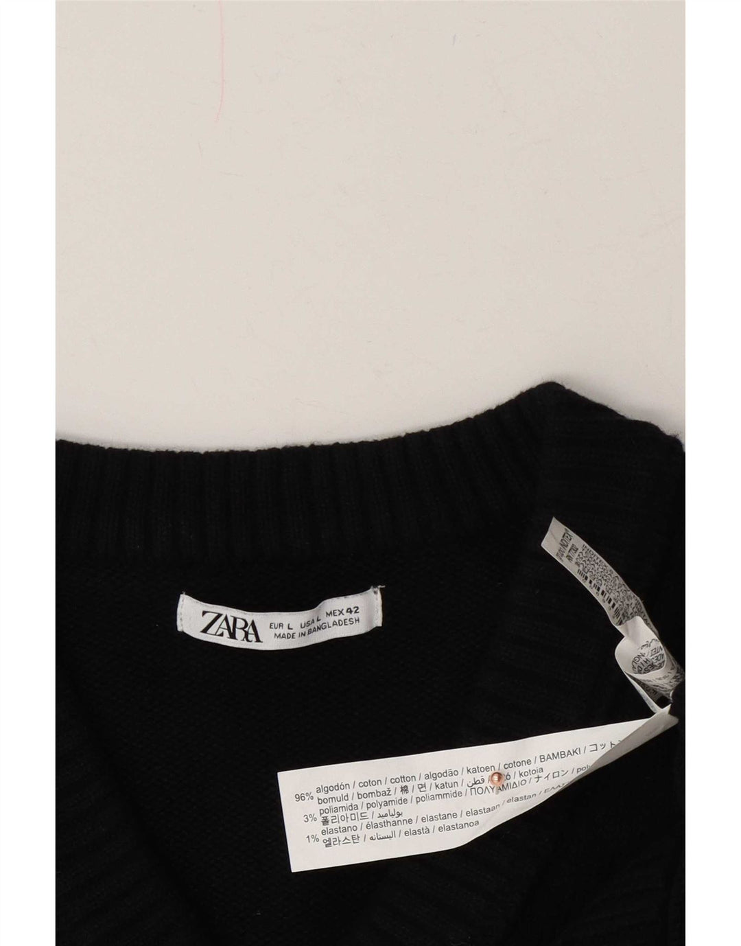 Zara Hombre Jersey Con Cuello En V Jersey Grande Algodón Negro