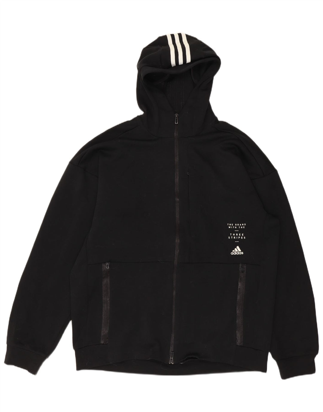 ADIDAS Hombres Climalite Graphic Zip Sudadera con capucha Suéter Mediano Negro Poliéster