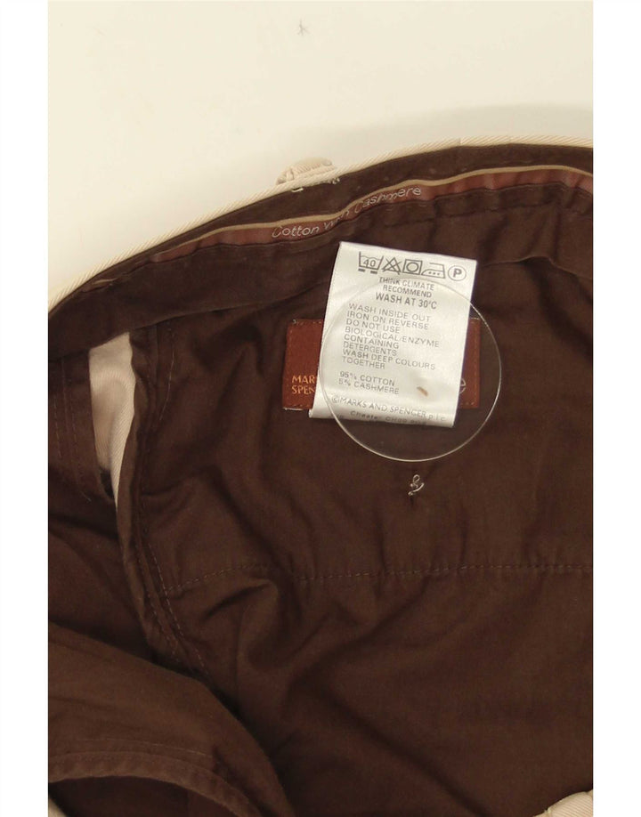 Marks & Spencer Pantalón de traje con pinzas para hombre W40 L33 Algodón beige