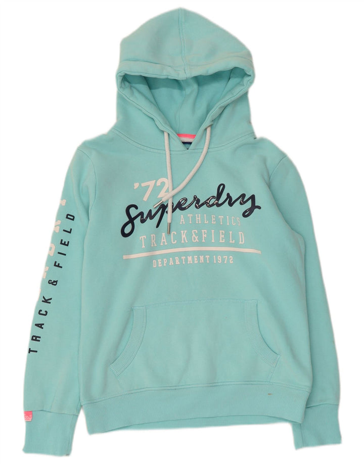 SUPERDRY Jersey con capucha y gráfico extragrande para mujer UK 10 Small Turquesa
