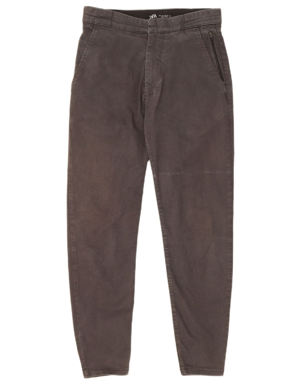 Zara Mens Slim Chino Pantalones Pequeño W30 L25 Algodón Gris