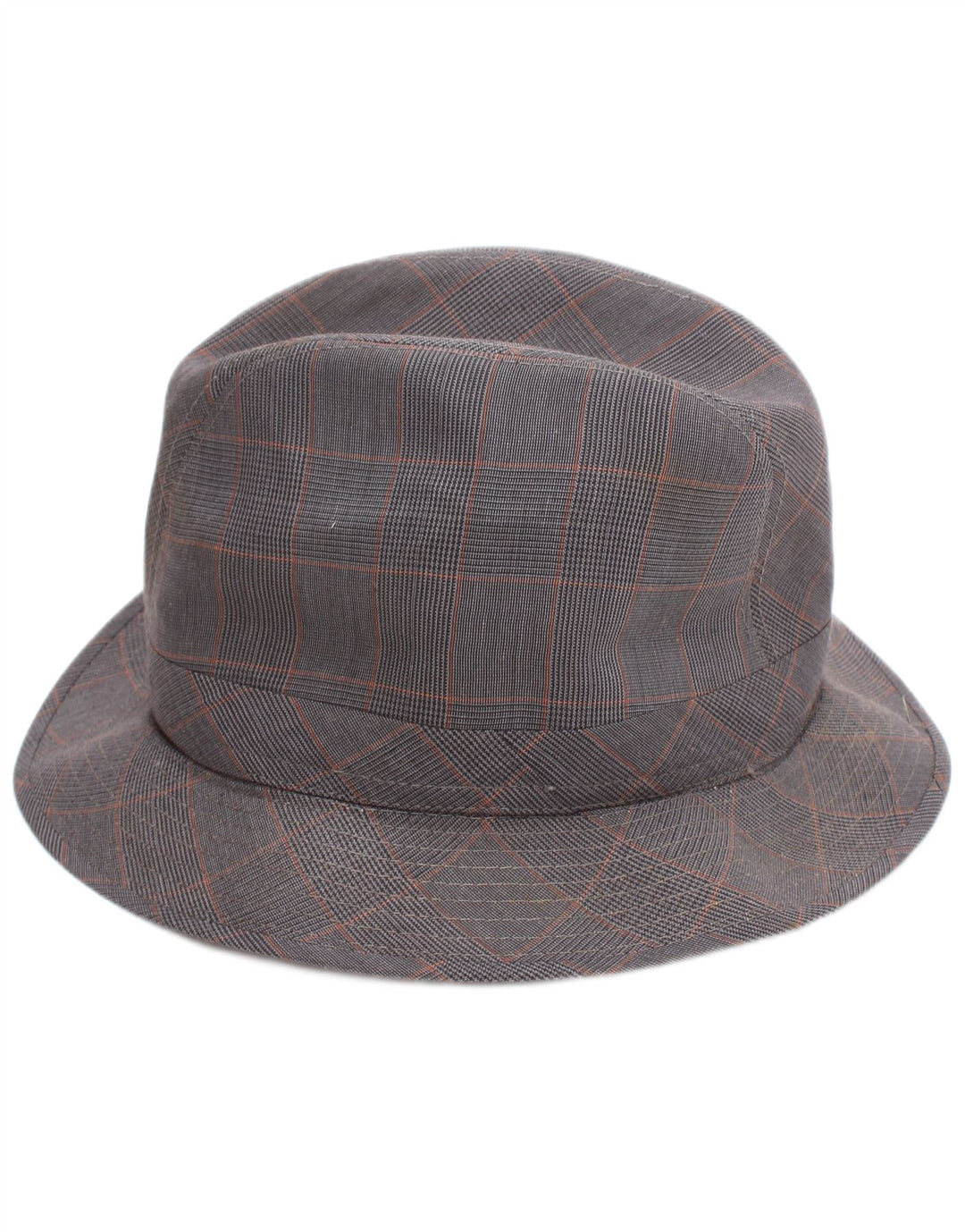 Vintage hombres Fedora sombrero grande gris cheque clásico