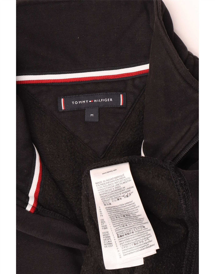 Tommy Hilfiger Sudadera con gráfico y cuello con cremallera para hombre Jumper Medium Black Cotton
