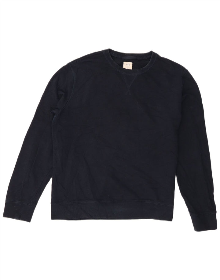 Marks & Spencer Hombre Sudadera Jumper Grande Azul Marino Algodón