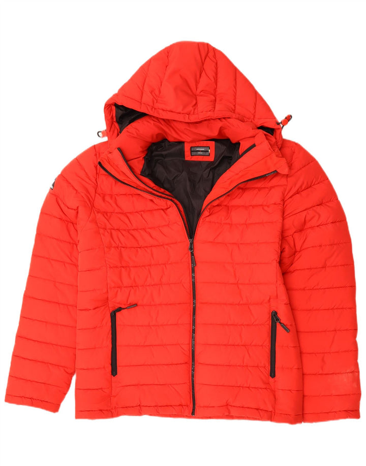 Superdry Chaqueta acolchada con capucha para hombre Reino Unido 40 Poliéster rojo grande