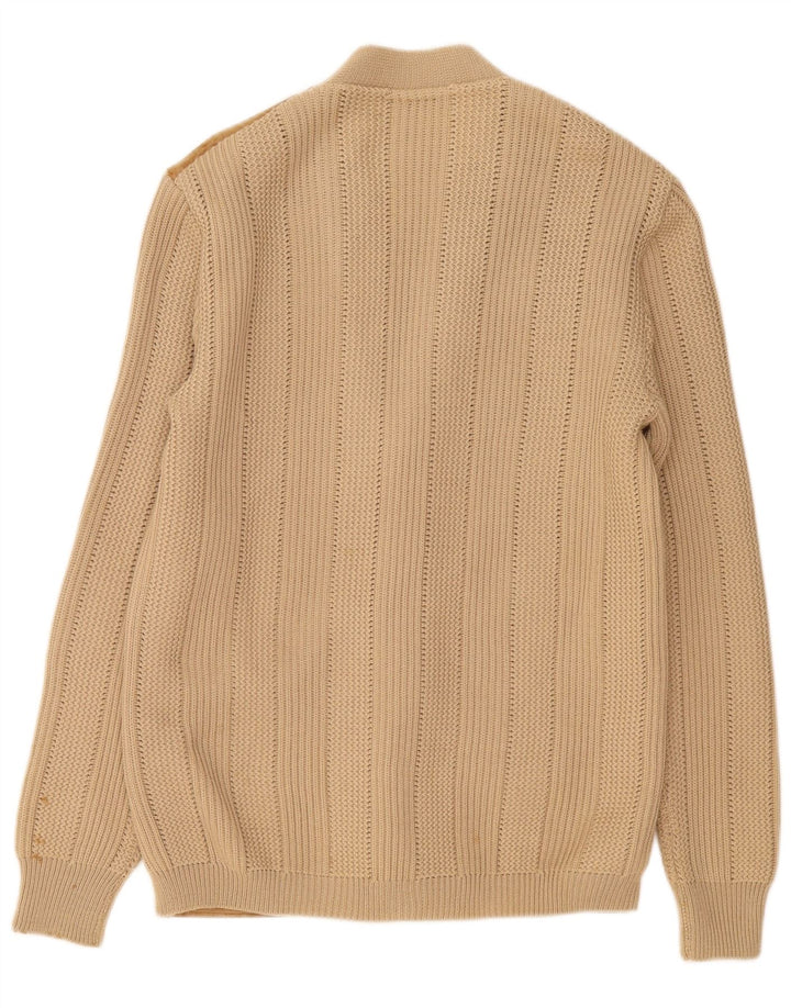Vintage hombre Cardigan suéter IT 50 cuero beige medio