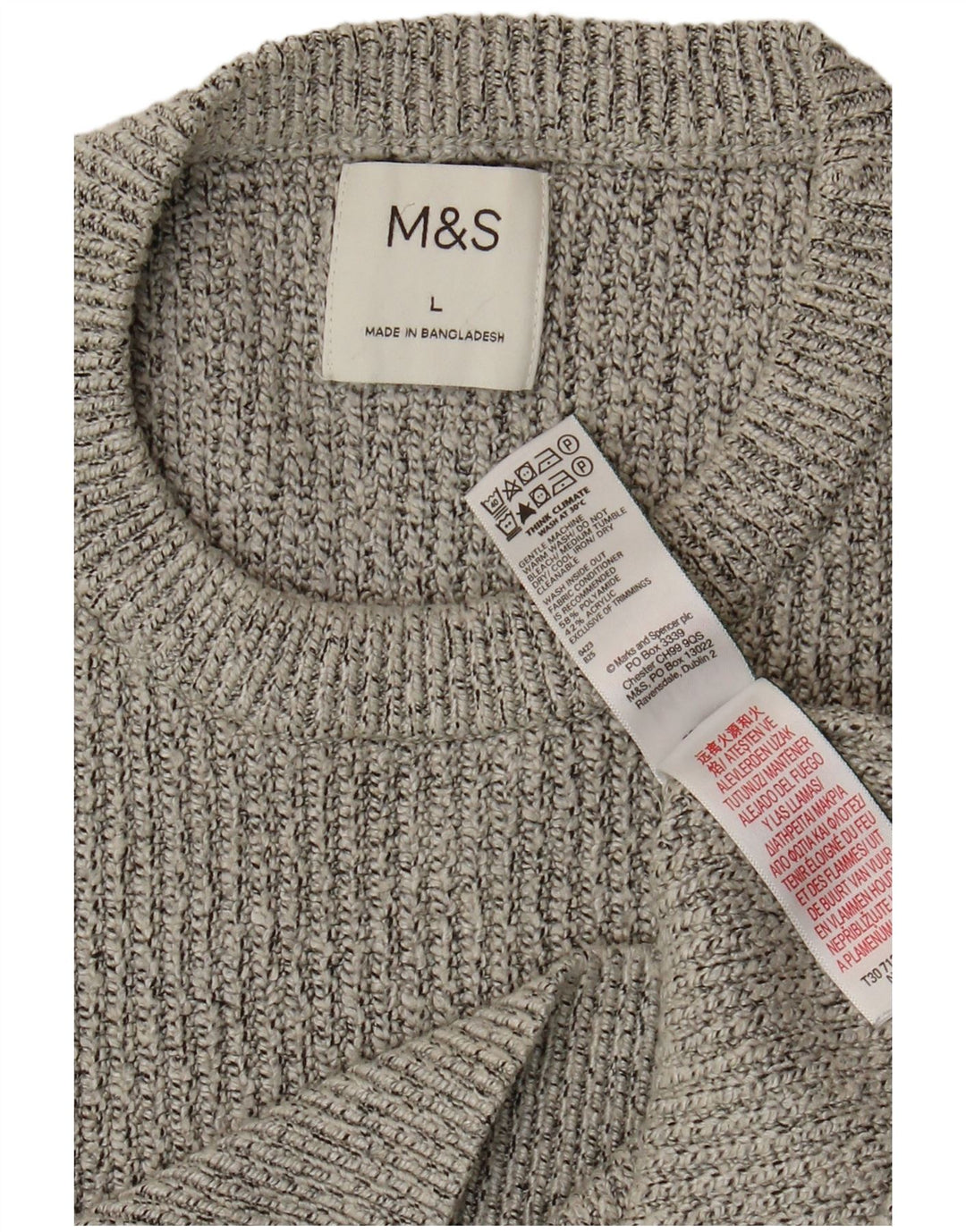Marks & Spencer - Jersey de cuello redondo para hombre, talla grande, poliamida gris