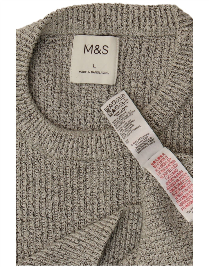 Marks & Spencer - Jersey de cuello redondo para hombre, talla grande, poliamida gris