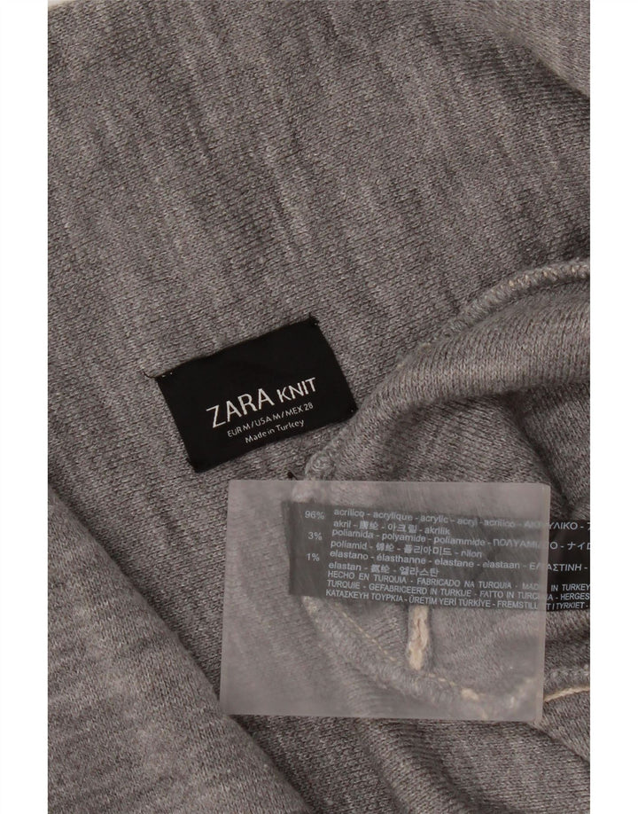 Zara Hombre Cárdigan Asimétrico Suéter UK 44 Medio Beige Colorblock