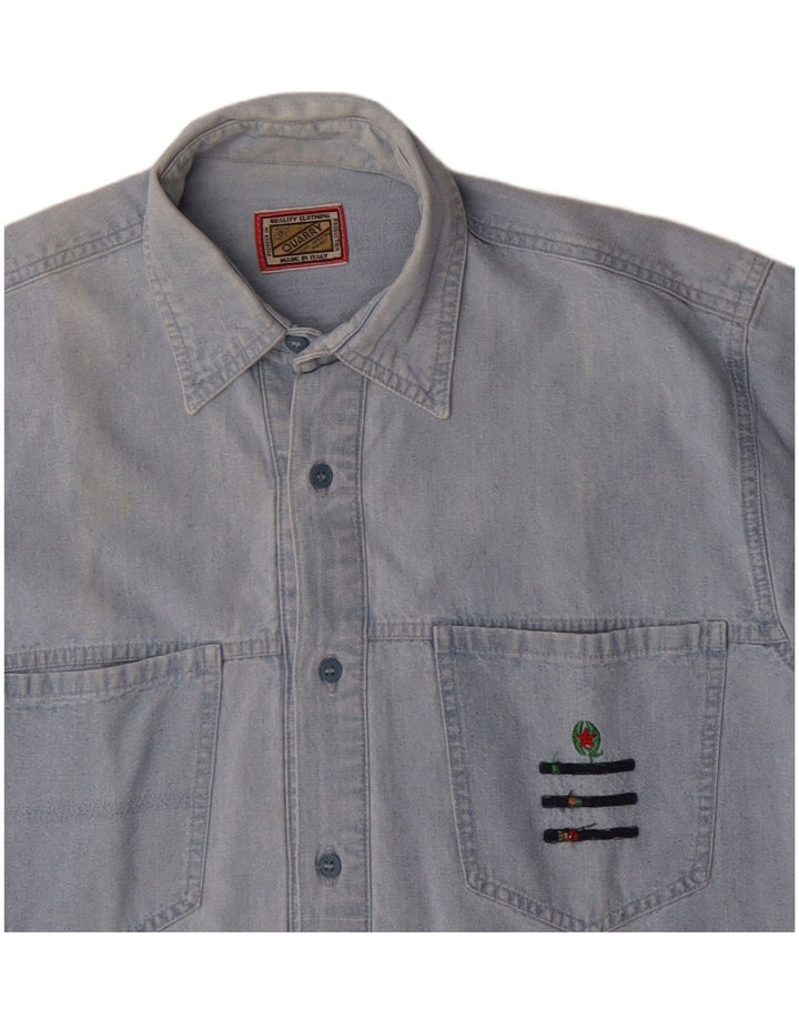 Camisa Vaquera Quarry Hombre Algodón Azul Medio