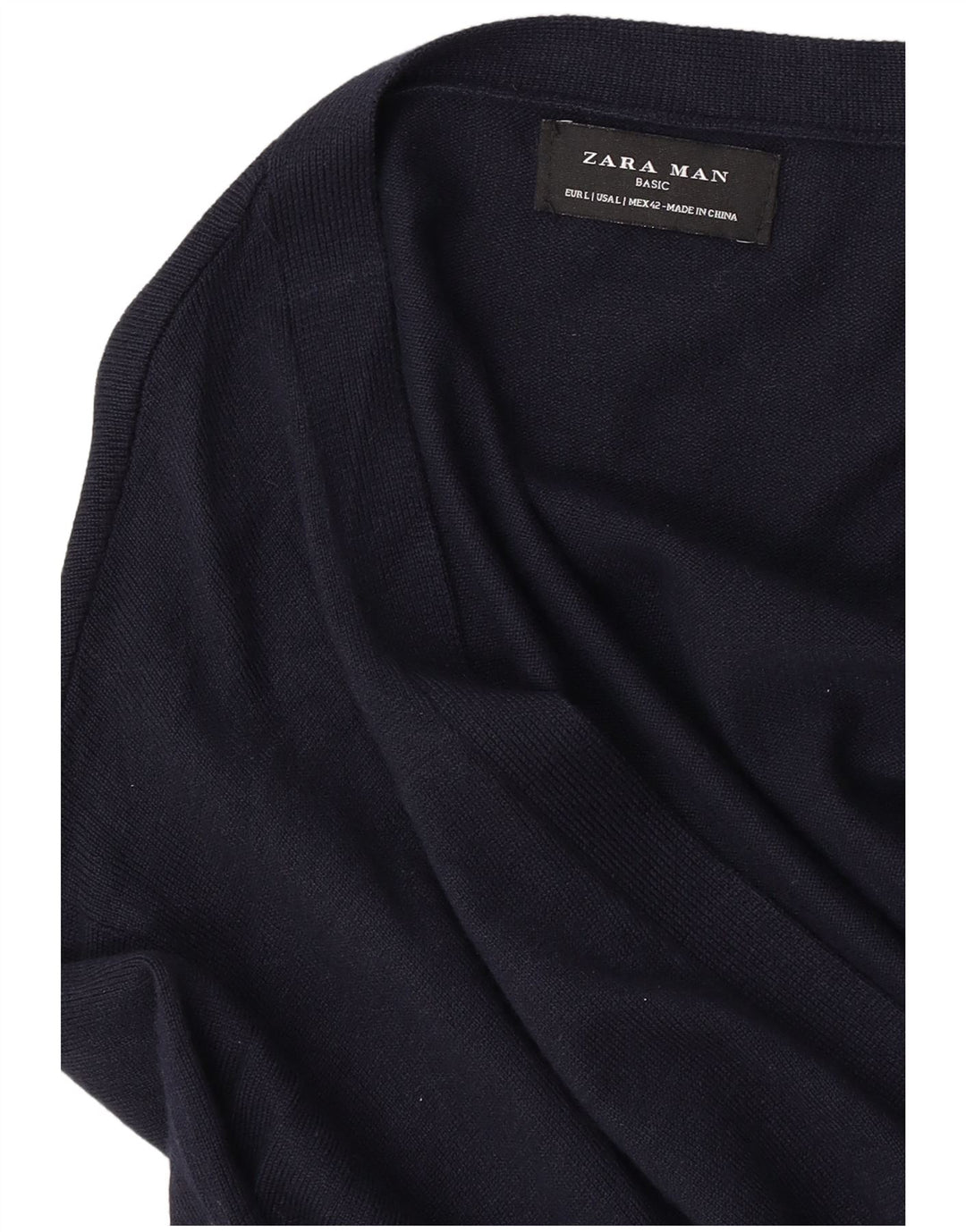 Zara Hombre Cárdigan Suéter Grande Azul Marino