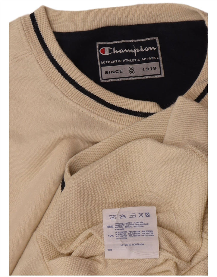 Champion Hombre Sudadera Jumper Small Beige Algodón