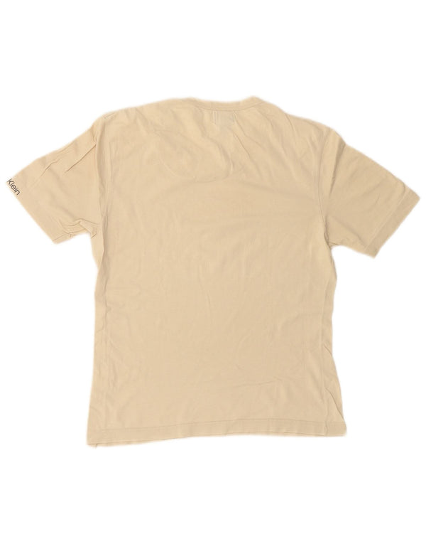 CALVIN KLEIN Camiseta para mujer Top UK 44 Grande Algodón beige