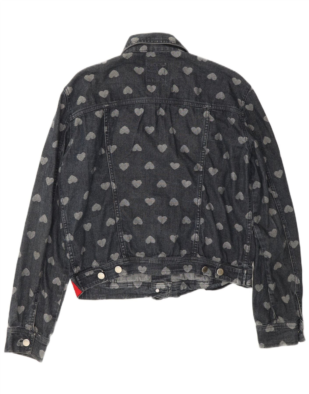 Moschino Chaqueta Vaquera Estampada para Mujer Reino Unido 42 Medio Azul Marino Algodón Corazón
