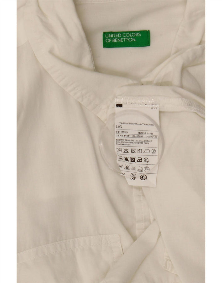 BENETTON Camisa corta extragrande para mujer UK 46 Grande Algodón blanco