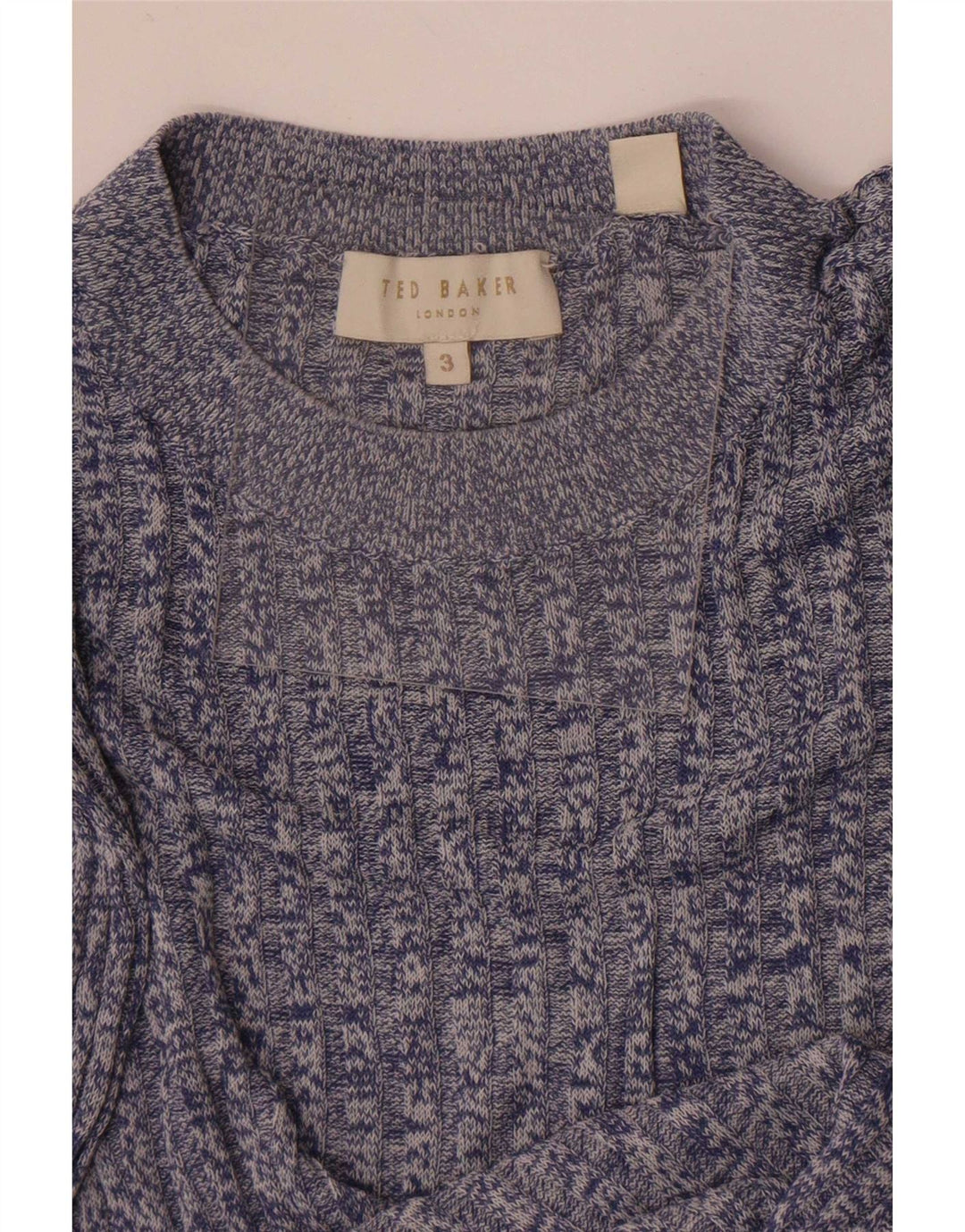 Ted Baker Suéter De Cuello Redondo Para Mujer Talla 3 Medio Azul Moteado