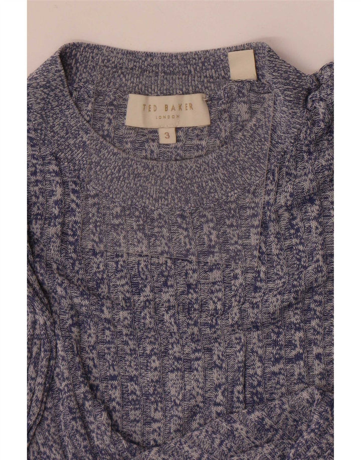 Ted Baker Suéter De Cuello Redondo Para Mujer Talla 3 Medio Azul Moteado