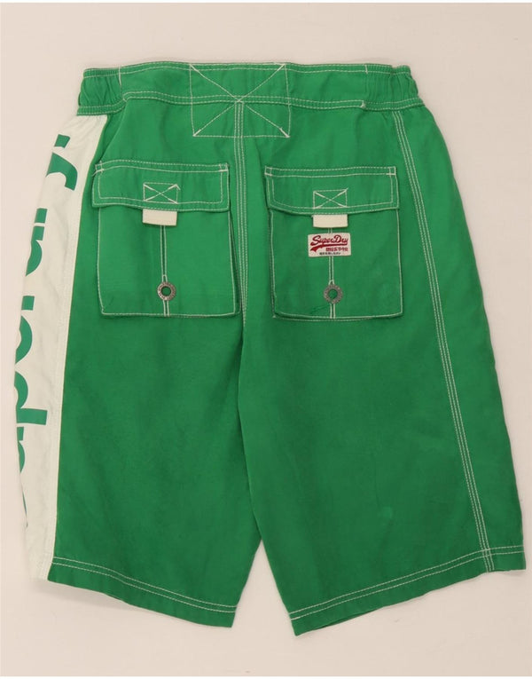 Superdry Bañador con estampado gráfico para hombre, poliéster color block, color verde pequeño