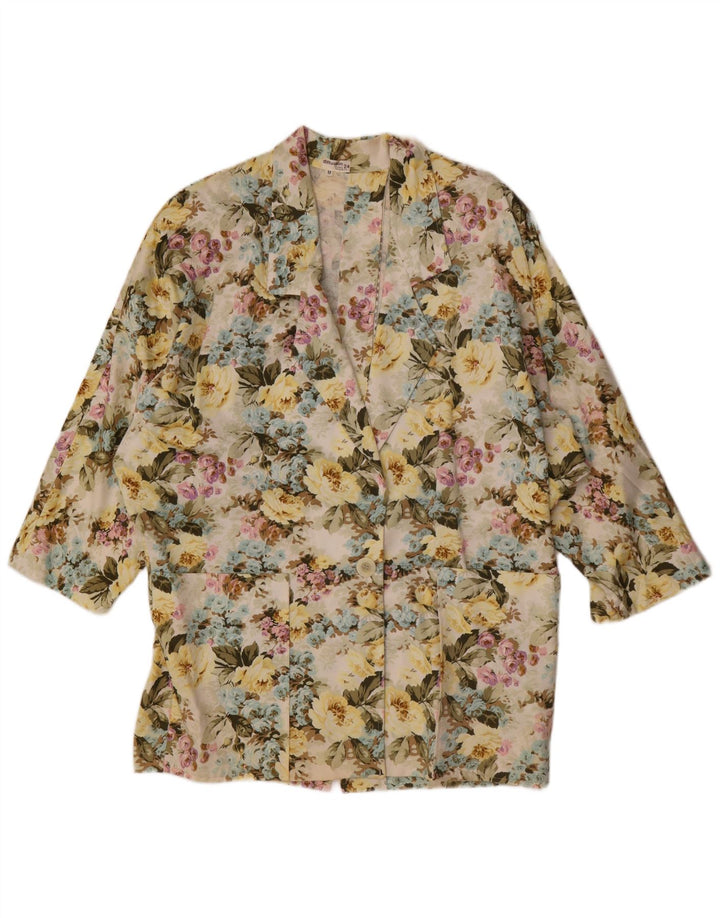 Vintage mujer 3/4 manga Blazer chaqueta Reino Unido 14 medio multicolor