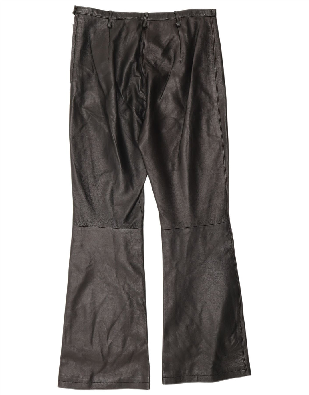 Vintage mujer bootcut pantalones de cuero US 6 Medio W30 L30 Cuero Negro