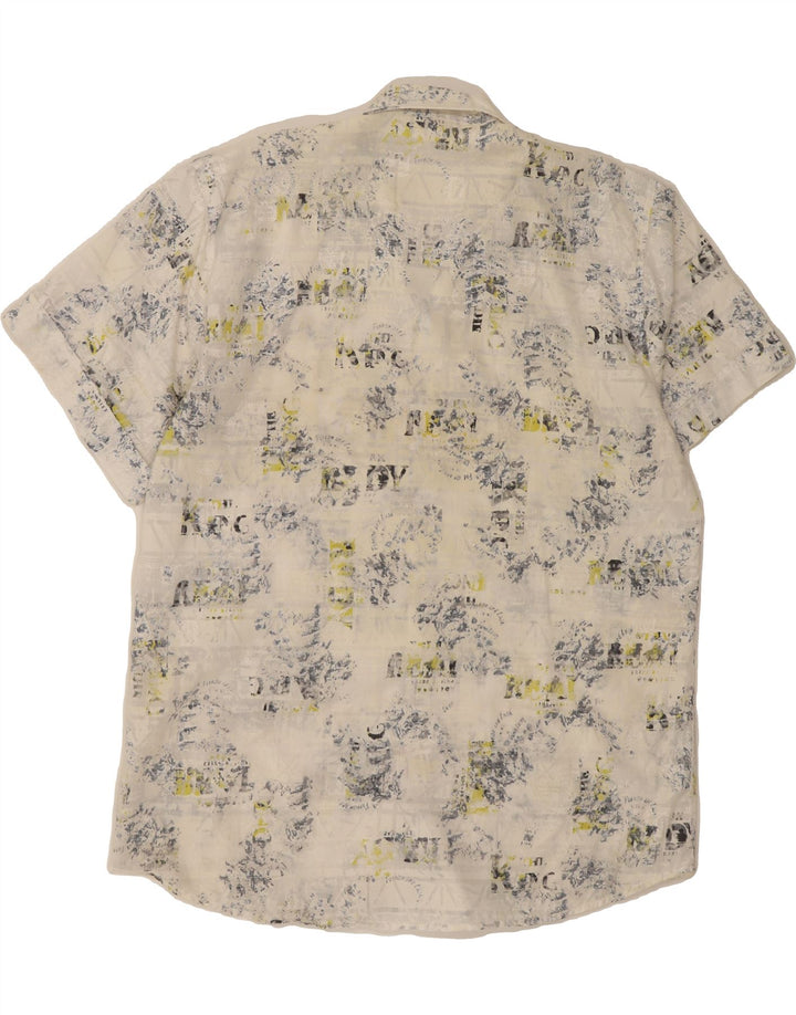 VINTAGE Mens Graphic Short Sleeve Shirt Large White Cotton Vintage Vintage and Second-Hand Vintage from Messina Hembry 