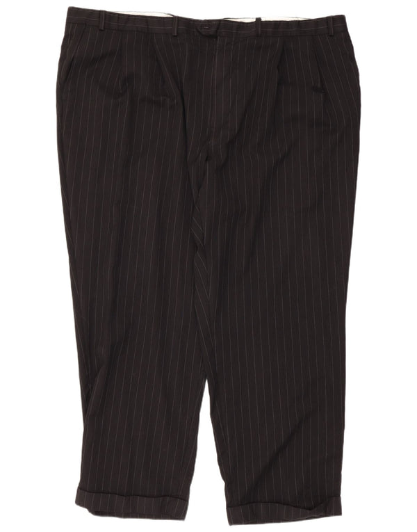 Ralph Lauren Pantalones de traje con pinzas para hombre W48 L29 Lana a rayas negras