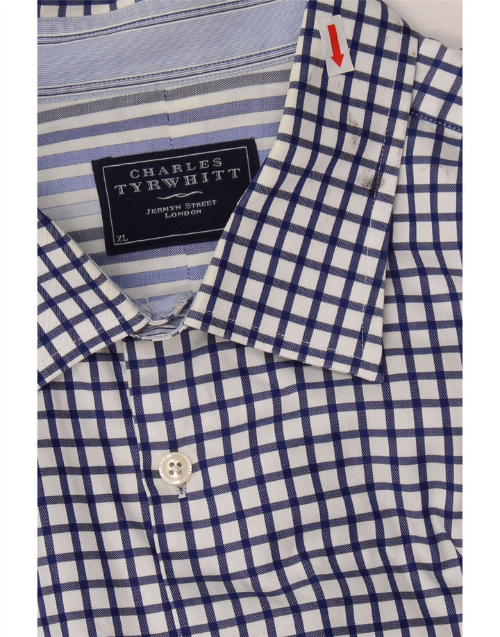 CHARLES TYRWHITT Mens Shirt XL Navy Blue Check Cotton