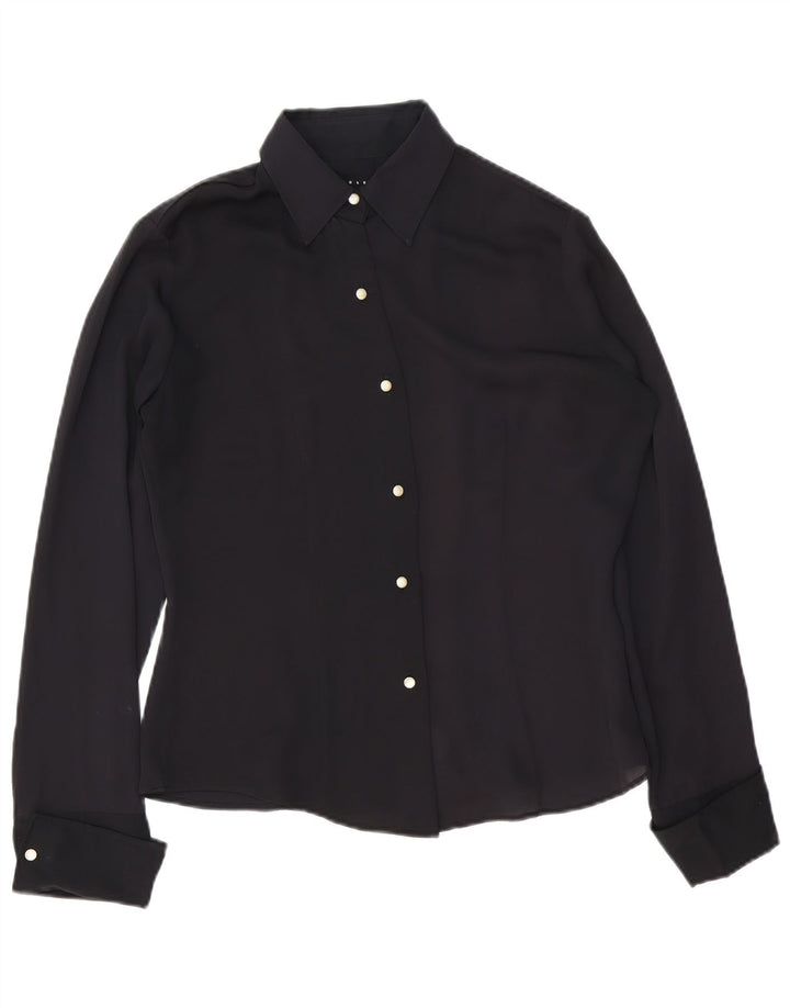 Sisley Blusa camisera para mujer UK 44 Grande Negro